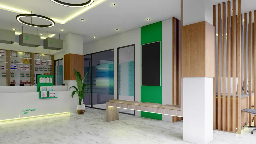 The customer care counter at a Bariki pharmacy